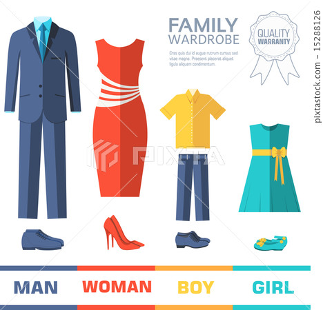 Flat collection style fashion clothing for family Flat collection style fashion clothing for family 15288126