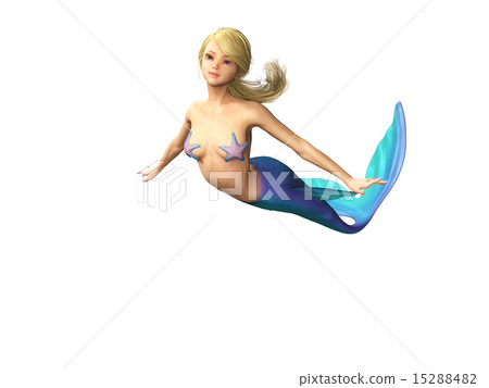 可愛的美人魚（美人魚）燙髮3DCG插圖素材 15288482