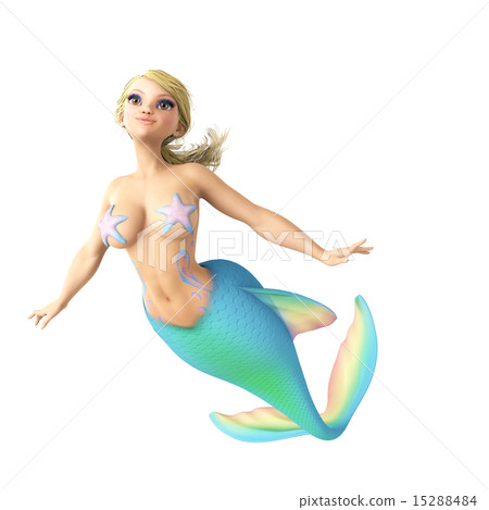 Cute mermaid (mermaid) perming 3DCG illustration material Cute mermaid (mermaid) perming 3DCG illustration material 15288484