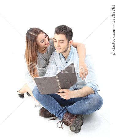 Male female sit on floor intimate discuss talk Male female sit on floor intimate discuss talk 15288763