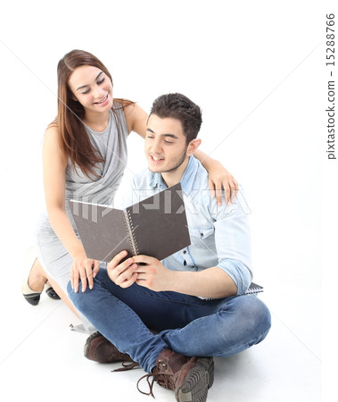 Male female sit on floor intimate fun discuss talk Male female sit on floor intimate fun discuss talk 15288766