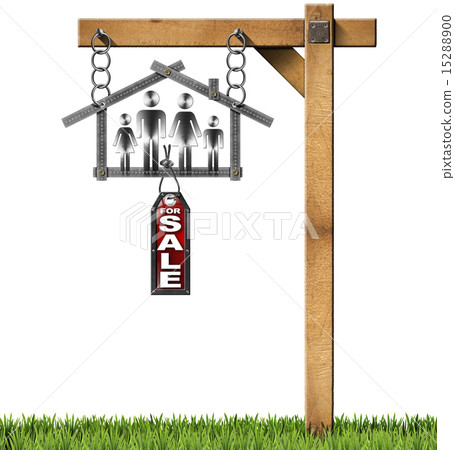 House For Sale Sign - Metal Meter with Family 15288900