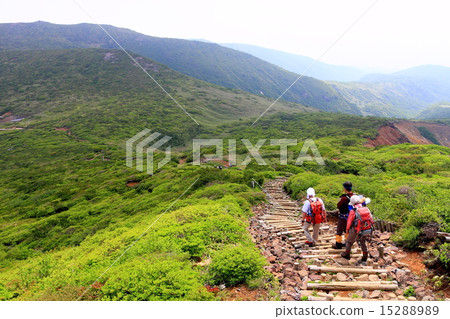 登山者穿過那須嶺線 15288989
