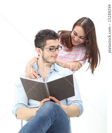Young male female study lisure discuss intimate Young male female study lisure discuss intimate 15289294