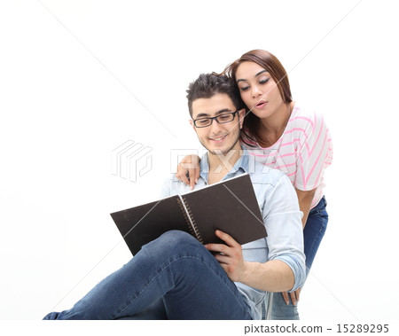 Young male female study lisure discuss intimate Young male female study lisure discuss intimate 15289295
