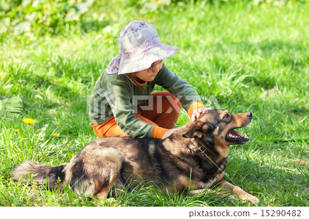 Little girl with dog 15290482
