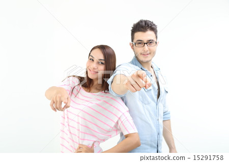 Male female back to back point at you FINGER 15291758