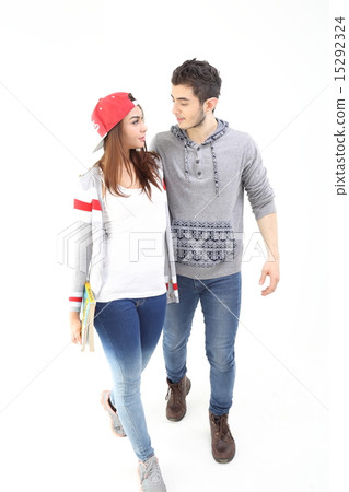 female male walk talk 15292324