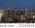 在大阪駐地附近的夜視圖從梅田天空大廈屋頂庭院 15293038