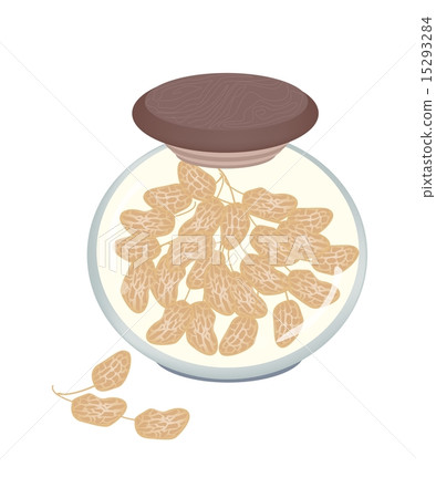 Glass Jar of Peanut Pods on White Background Glass Jar of Peanut Pods on White Background 15293284