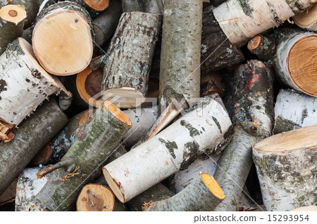 Big pile of firewood, aspen and birch chocks 15293954