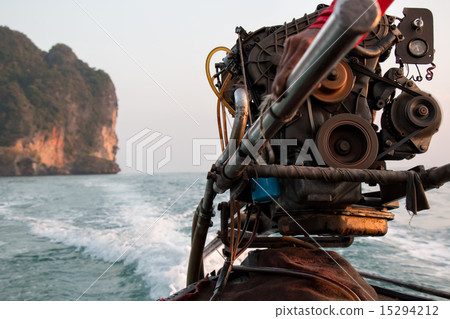 Running engine of a long-tail boat Running engine of a long-tail boat 15294212