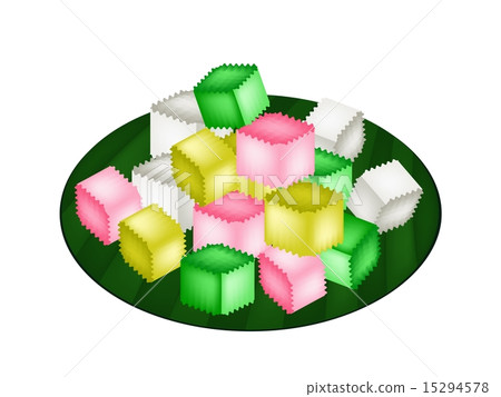 Colorful Thai Crispy Jelly on Banana Leaf Colorful Thai Crispy Jelly on Banana Leaf 15294578