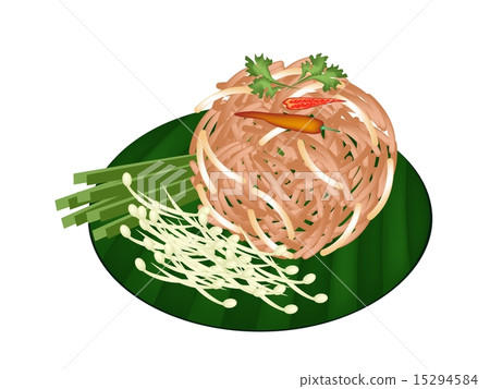 Sweet Crispy Noodles on A Banana Leaf 15294584