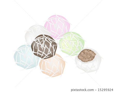 Stack of Stuffed Coconut Ball with Sweet Coconut Stack of Stuffed Coconut Ball with Sweet Coconut 15295924