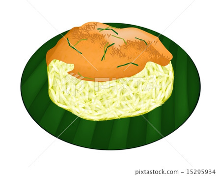 Sticky Rice with Fried Shrimp and Shred Coconut 15295934