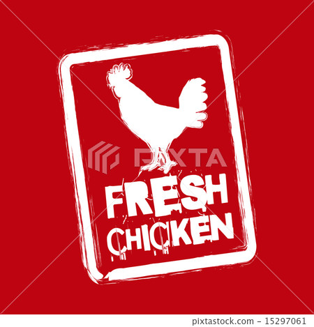 fresh chicken label over red background vector... - Stock Illustration ...