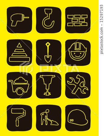 construction icons over yellow background vector illustration 15297193