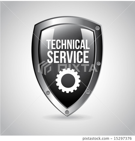 technical service shield over gray background vector illustratio 15297376