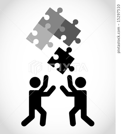 putting puzzles over gray background vector illustration 15297510