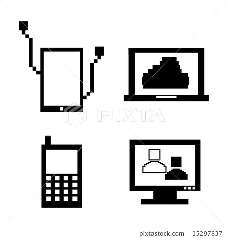 technological pixel icons over white background vector illustra technological pixel icons over white background vector illustra 15297837