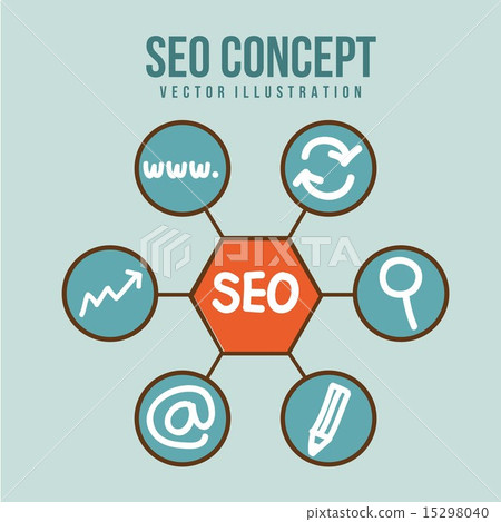 seo illustration with icons over blue background vector seo illustration with icons over blue background vector 15298040