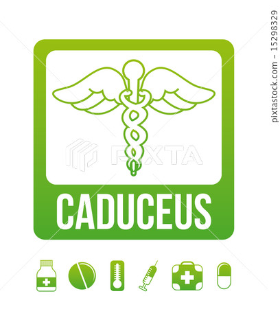 caduceus label over white background vector illustration 15298329