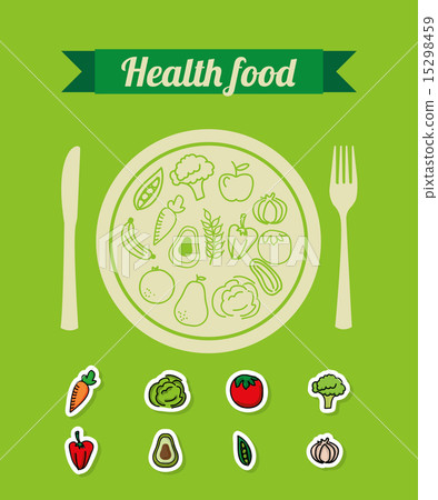 healthy food over green background vector illustration 15298459