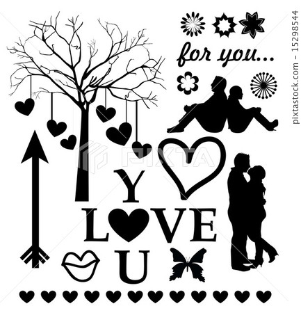 love silhouette over white background vector illustration 15298544
