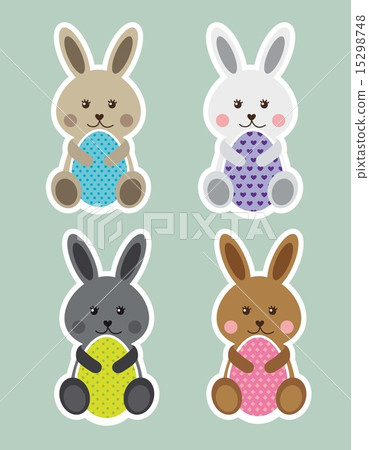 happy easter card with rabbit and egg vector illustration 15298748