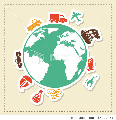 travel around the world over pink background vector illustration 15299464