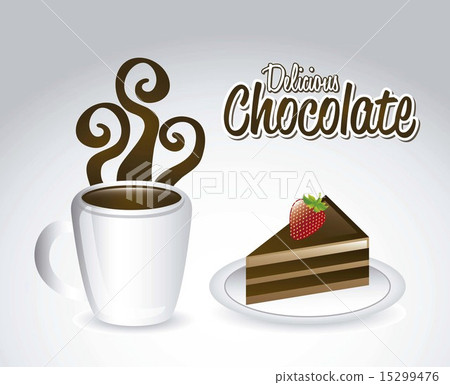 chocolated and cake over gray background vector illustration 15299476