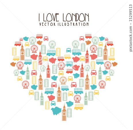 elements heart shaped london over white background vector 15299513