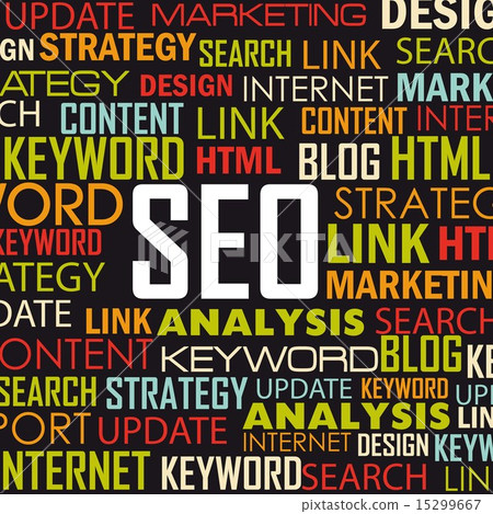 seo illustration with words over black background vector seo illustration with words over black background vector 15299667