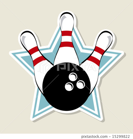 bowling label over star background vector illustration 15299822