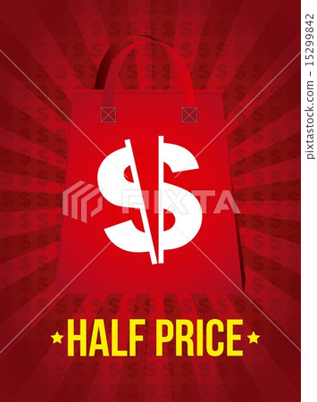 half price announcement over red background vector illustration half price announcement over red background vector illustration 15299842