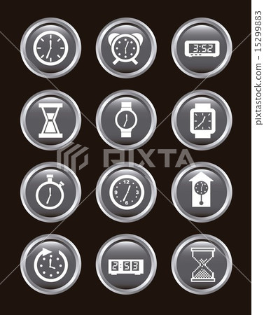 clock icons over black background vector illustration 15299883