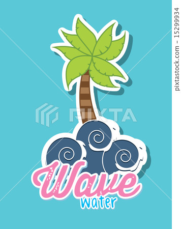 wave water with palm over blue background vector wave water with palm over blue background vector 15299934