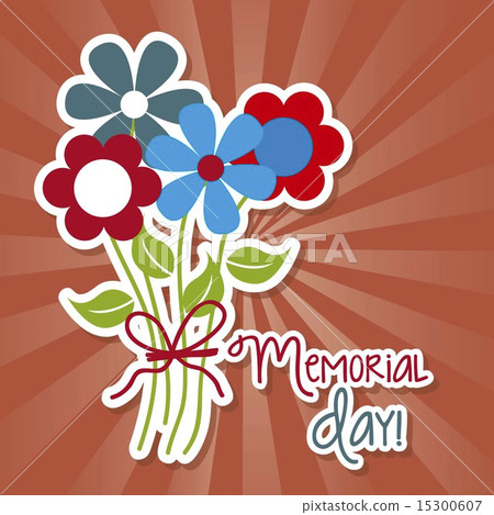 memorial day with flower over red background vector memorial day with flower over red background vector 15300607