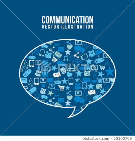 communication icons over blue background vector... - Stock Illustration ...