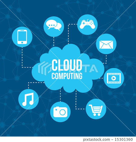 cloud computing icons over blue background... - Stock Illustration ...