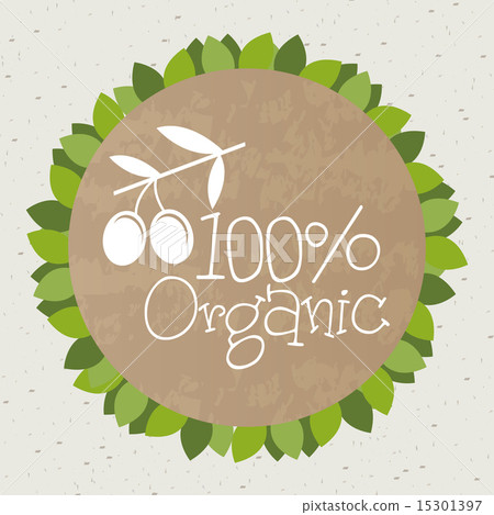 organic label over beige background vector illustration 15301397