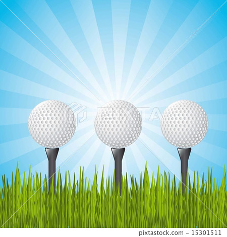 golf balls over landscape with grass vector illustration 15301511