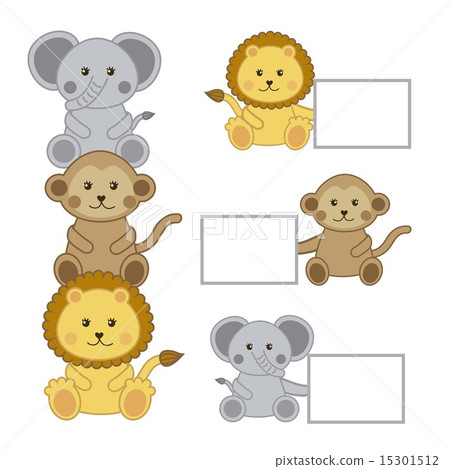 baby animals with announcements isolated vector illustration 15301512