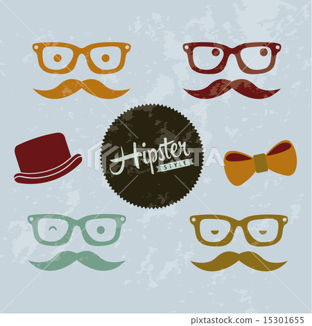 cartoon human faces with hipster elements vector 15301655