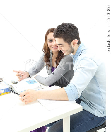 Male female study discuss table book Male female study discuss table book 15301855