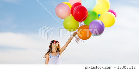 happy girl with colorful balloons happy girl with colorful balloons 15303118