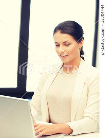 happy woman with laptop computer happy woman with laptop computer 15304444