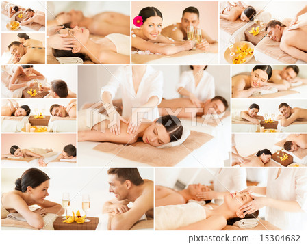 happy family couple in spa salon happy family couple in spa salon 15304682