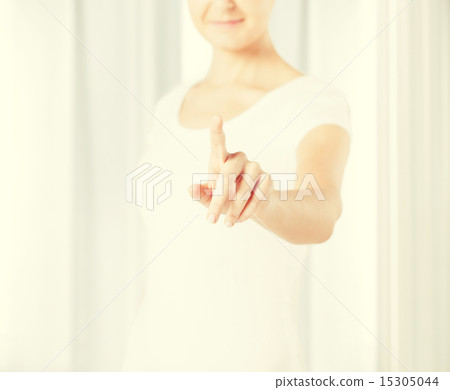 woman with finger up 15305044